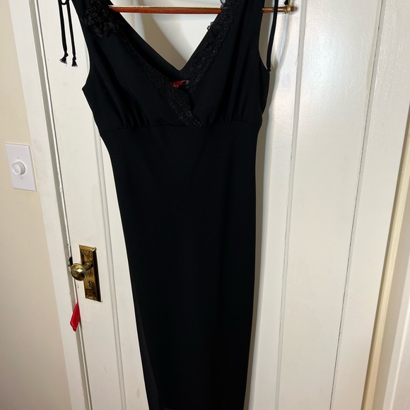 Vintage 90’s Y2K V-Neck Midi Dress Beaded Gauzy Lace - Picture 11 of 16